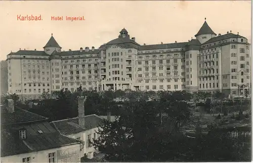 Postcard Karlsbad Karlovy Vary Partie am Hotel Imperial 1913