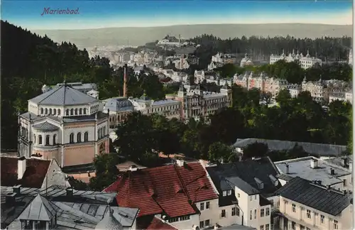 Marienbad Mariánské Lázně Blick über die Dächer der Stadt 1913