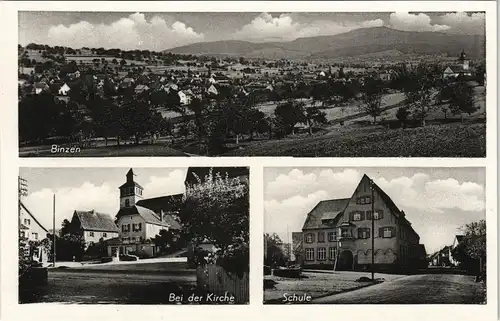 Ansichtskarte Binzen (Lk Lörrach) Stadt, Kirche, Schule 1934