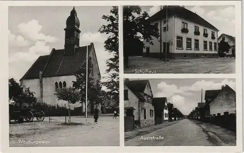 Neuburgweier-Rheinstetten Kirche, Straße, Schule, Auerstraße 1940