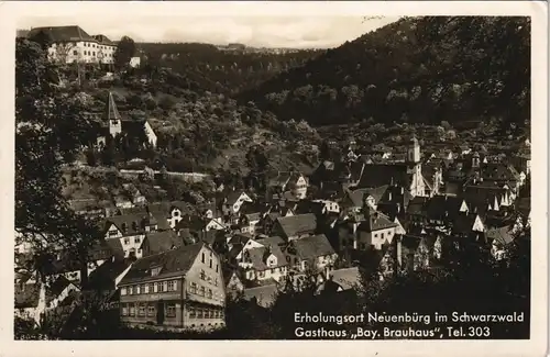 Ansichtskarte Neuenbürg Fotomontage Stadt und Gasthaus Bay Brauhaus 1934