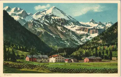 Birgsau-Oberstdorf (Allgäu) Panorama-Ansicht Blick auf Berge & Dorf 1942