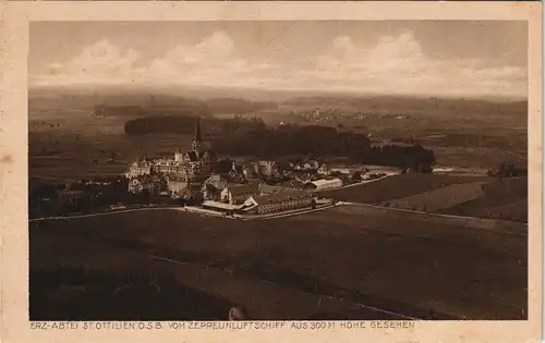 St. Ottilien ERZ-ABTEI VOM ZEPPELINLUFTSCHIFF AUS 300 M. HÖHE GESEHEN 1925