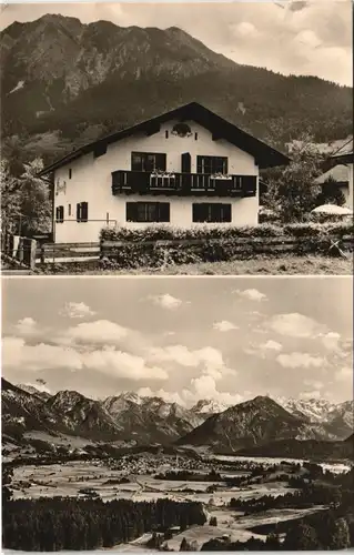 Ansichtskarte Oberstdorf (Allgäu) Gästehaus von Heymann & Panorama 1963