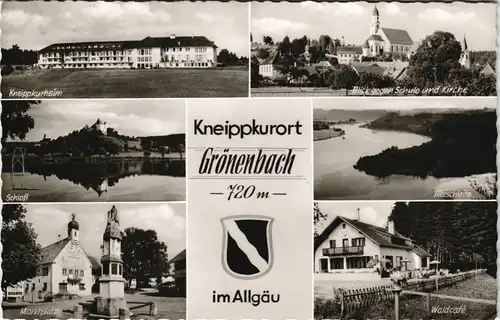 Grönenbach (Allgäu) Mehrbild-AK mit Schloss, Marktplatz, Wald-Café uvm. 1962