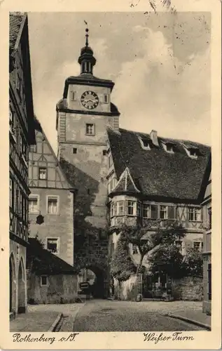 Ansichtskarte Rothenburg ob der Tauber Weißer Turm Strassen Ansicht 1935
