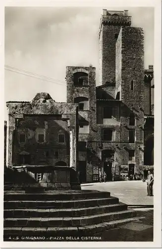 Cartoline San Gimignano PIAZZA DELLA CISTERNA 1950