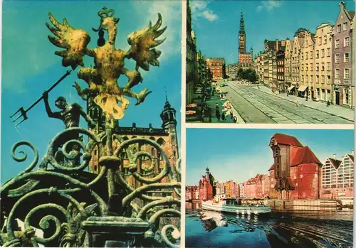 Danzig Gdańsk/Gduńsk Mehrbild-AK mit 3 color Stadtteilansichten 1969