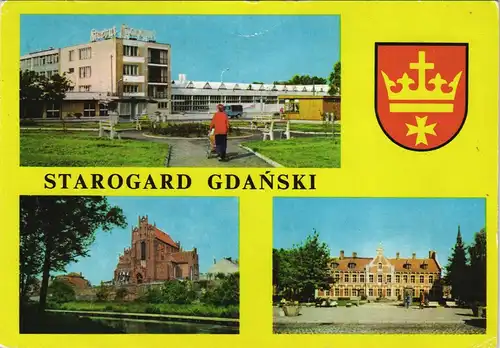 Postcard Starogard Gdański Mehrbild-AK mit 3 Stadtansichten 1980