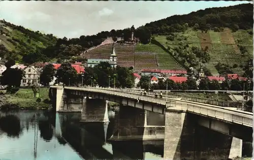 Klingenberg am Main Panorama-Ansicht Main Partie mit Brücke 1962