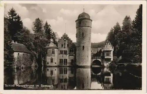 Ansichtskarte Mespelbrunn Wasserschloss Schloss (Castle) 1930