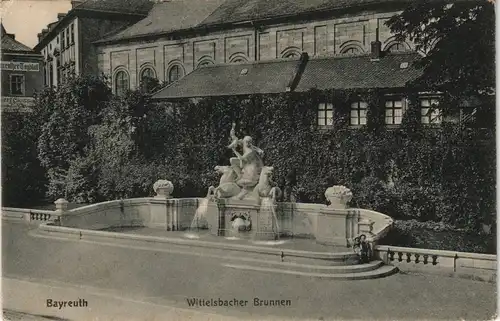 Bayreuth Wittelsbacherbrunnen 1916 1. Weltkrieg Feldpost  Stempel Bayreuth 2