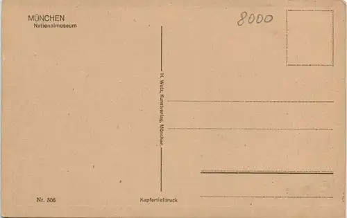 Ansichtskarte München Partie am Bayrisches Nationalmuseum 1920