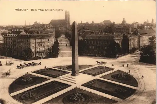 Ansichtskarte München Karolinenplatz & Stadt Panorama 1910