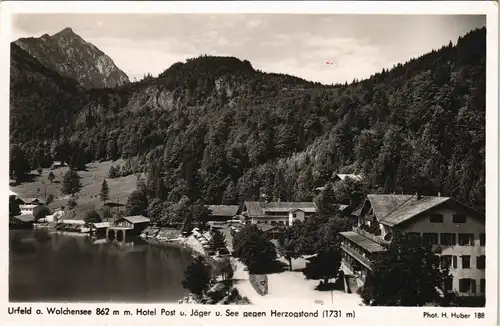 Urfeld-Kochel am See Walchensee mit Hotel Post Jäger gg. Herzogstand 1955