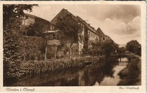 Ansichtskarte Weiden (Oberpfalz) Partie am Mühlbach 1927