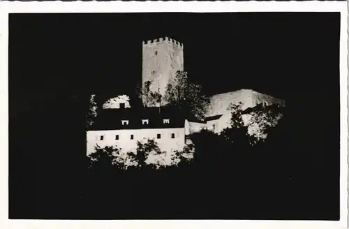 Falkenstein (Bayerischer Wald) Burg Ansicht bei Abend, Nacht-Ansicht 1960