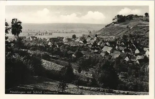 Ansichtskarte Hecklingen Panorama mit Schloss Lichteneck 1950
