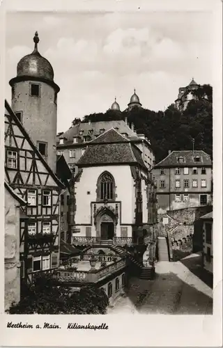 Ansichtskarte Wertheim Straßenpartie an der Kilianskapelle 1930
