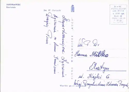 Postcard Polen Polska JAROSŁAWIEC Kaularnia 1962