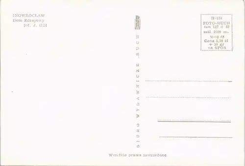 Postcard Inowrazlaw Inowrocław Dom Zdrojowy Ortsansicht 1968