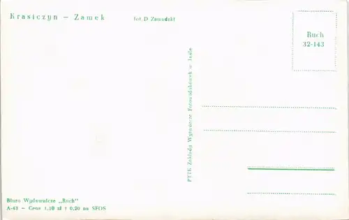 Postcard Powiat Przemyski Zamek Burg Krasiczyn 1970