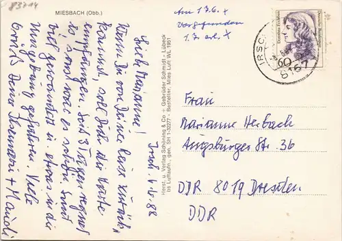 Ansichtskarte Miesbach Luftbild Luftaufnahme 1988