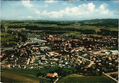 Laufen an der Salzach Ortsansicht vom Flugzeug aus, Luftaufnahme 1973