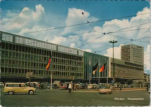Ansichtskarte München Hauptbahnhof und Hotel Deutscher Kaiser 1962
