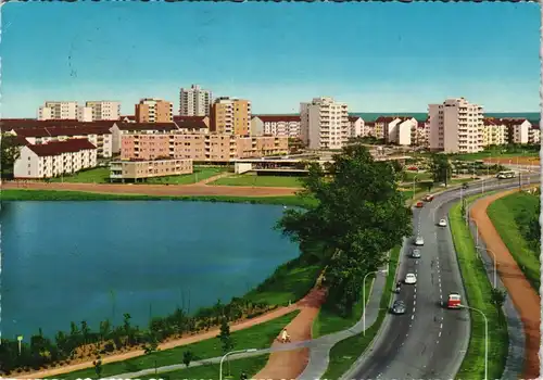 Ansichtskarte Wolfsburg Stadtteilansicht Partie a.d. Teichbreite 1974