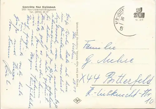 Ansichtskarte Attendorn Gaststätte Breidebrach, Neu-Listernohl-Biggesee 1960
