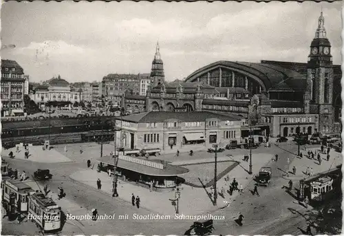 Ansichtskarte Hamburg Tram am Hauptbahnhof, Schauspielhaus 1959