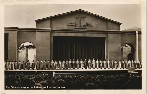 Ansichtskarte Oberammergau Schauspieler auf der Bühne Passionstheater 1950