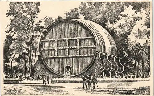 Ansichtskarte Bad Dürkheim Naturweinschenke Dürkheimer Fass 1950