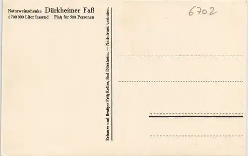 Ansichtskarte Bad Dürkheim Naturweinschenke Dürkheimer Fass 1950