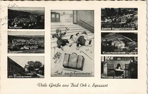 Bad Orb Mehrbild-AK "Gut angekommen" mit Stadtteilansichten 1961