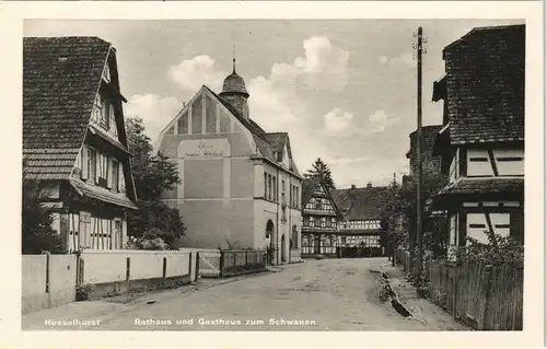 Hesselhurst-Willstätt (Ortenaukreis) Straße, Rathaus, Gasthaus zum Schwanen 1932