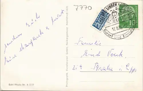 Ansichtskarte Überlingen MB: Dampfer, Stadt, Münster 1955
