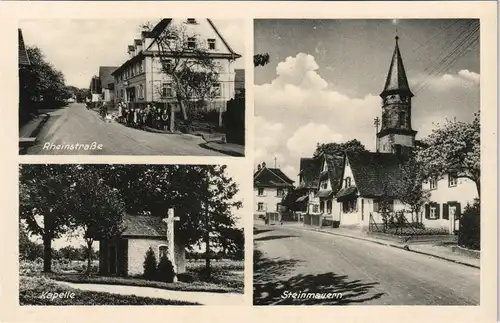 Ansichtskarte Steinmauern Rheinstraße, Straße 1932