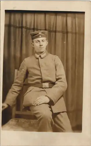 Echtfoto Militär Soldatenleben Soldat mit Uniform ca. 1. WK 1915 Privatfoto
