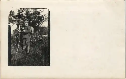 Foto  Militär Foto 1. Weltkrieg Soldat mit Rucksack 1915 Privatfoto