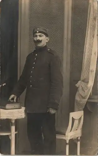 Militär im 1. WK Soldat Atelier-Foto (Sprössig, Döbeln) 1914