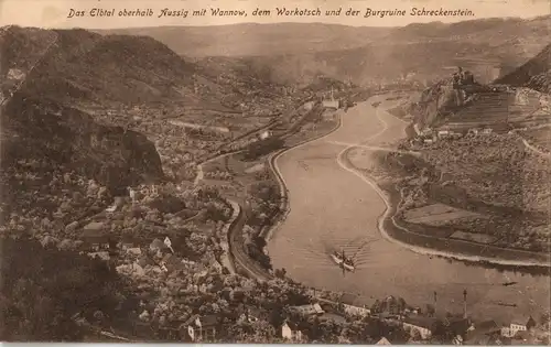 Postcard Aussig Ústí nad Labem (Ustji, Ustjiss) Wannow, Workotsch 1913