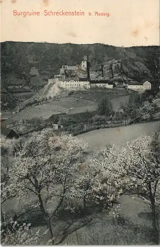 Schreckenstein (Elbe)-Aussig Střekov Ústí nad Labem   Burg, Felsen Gebäude 1913