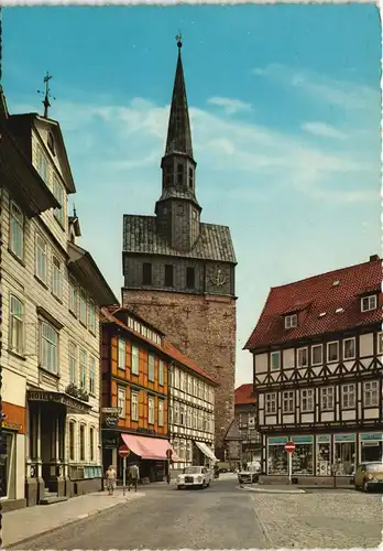 Osterode (Harz) Aegidien-Kirche, Strasse mit Mercedes Auto, Geschäft Hotel 1965