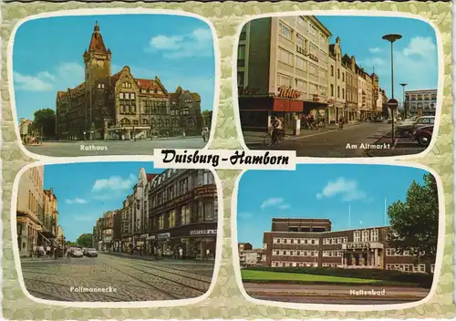Ansichtskarte Hamborn-Duisburg 4 Bild: Altmarkt, Straße, Hallenbad 1974