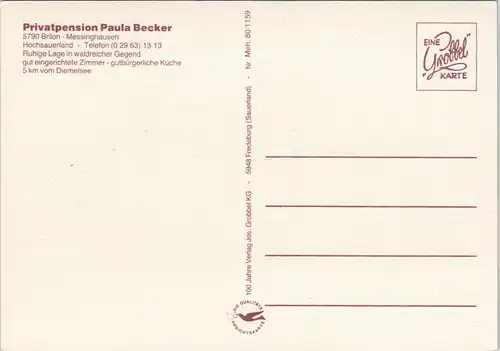 Ansichtskarte Messinghausen-Brilon (Sauerland) Privatpension Paula Becker 1971