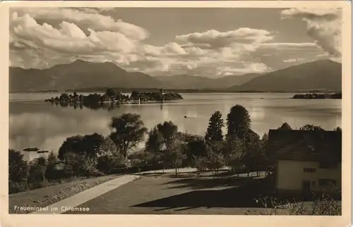 Ansichtskarte Chiemsee Fraueninsel - Chiemsee See & Berg Panorama 1955