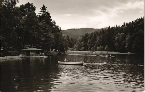 Ansichtskarte Bad Sachsa Schmelzteich Partie mit Ruderboot 1956