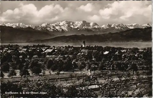 Ansichtskarte Kressbronn am Bodensee Blick auf Stadt und Alpen 1962